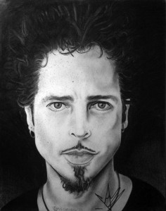 Chris Cornell Somber illustration and splatter technique